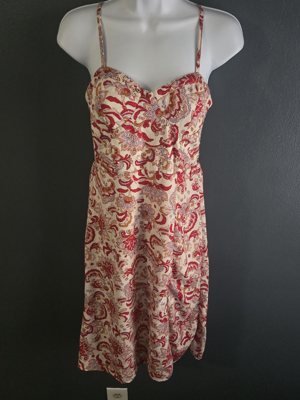 Jessica Simpson Red Floral Paisley Bohemian Romance Cottagecore Dress Small